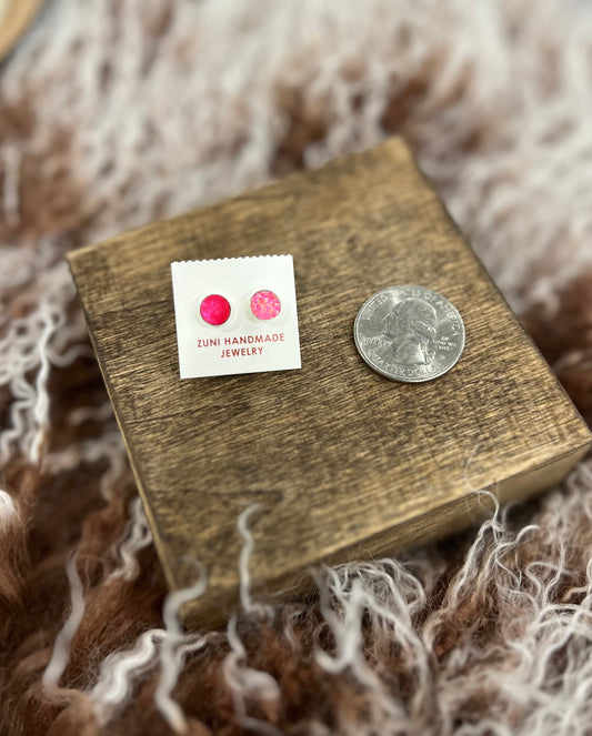 Pink Opal Circle Studs