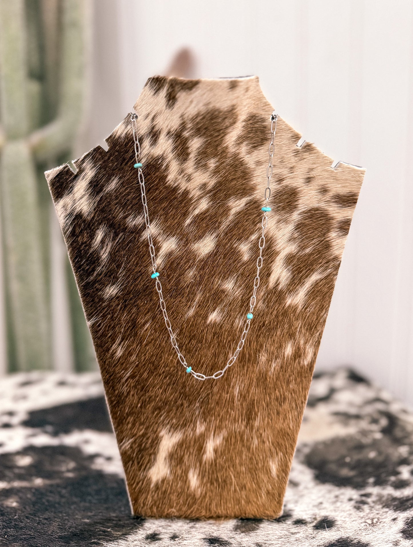 Sterling Silver Chain With Turquoise