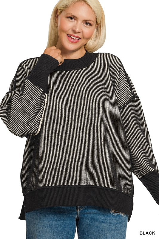The Darla Two Tone Sweater Plus *Black