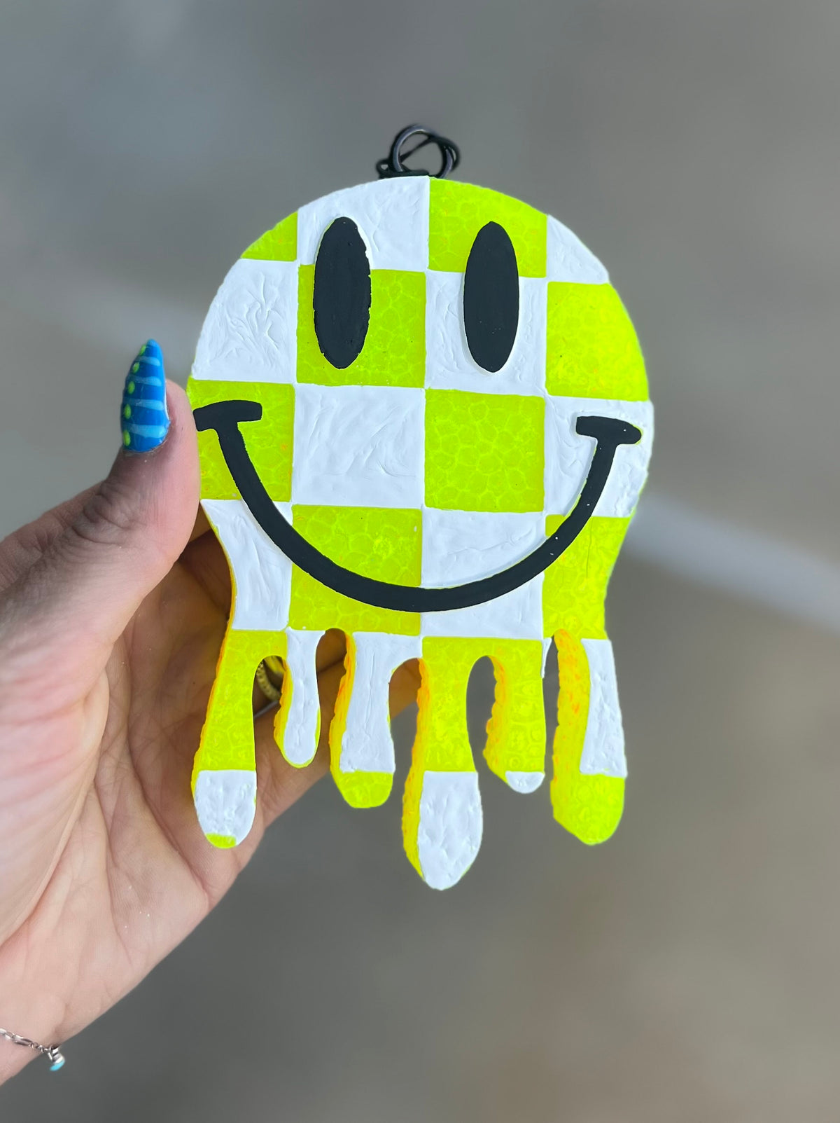 Checkered Drip Smiley Freshie- Baja Cactus Blossom