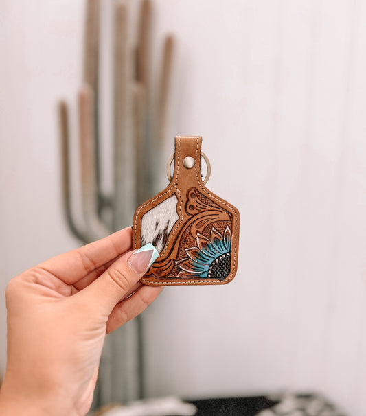 In My Morning Hand-tooled Leather Key Fob