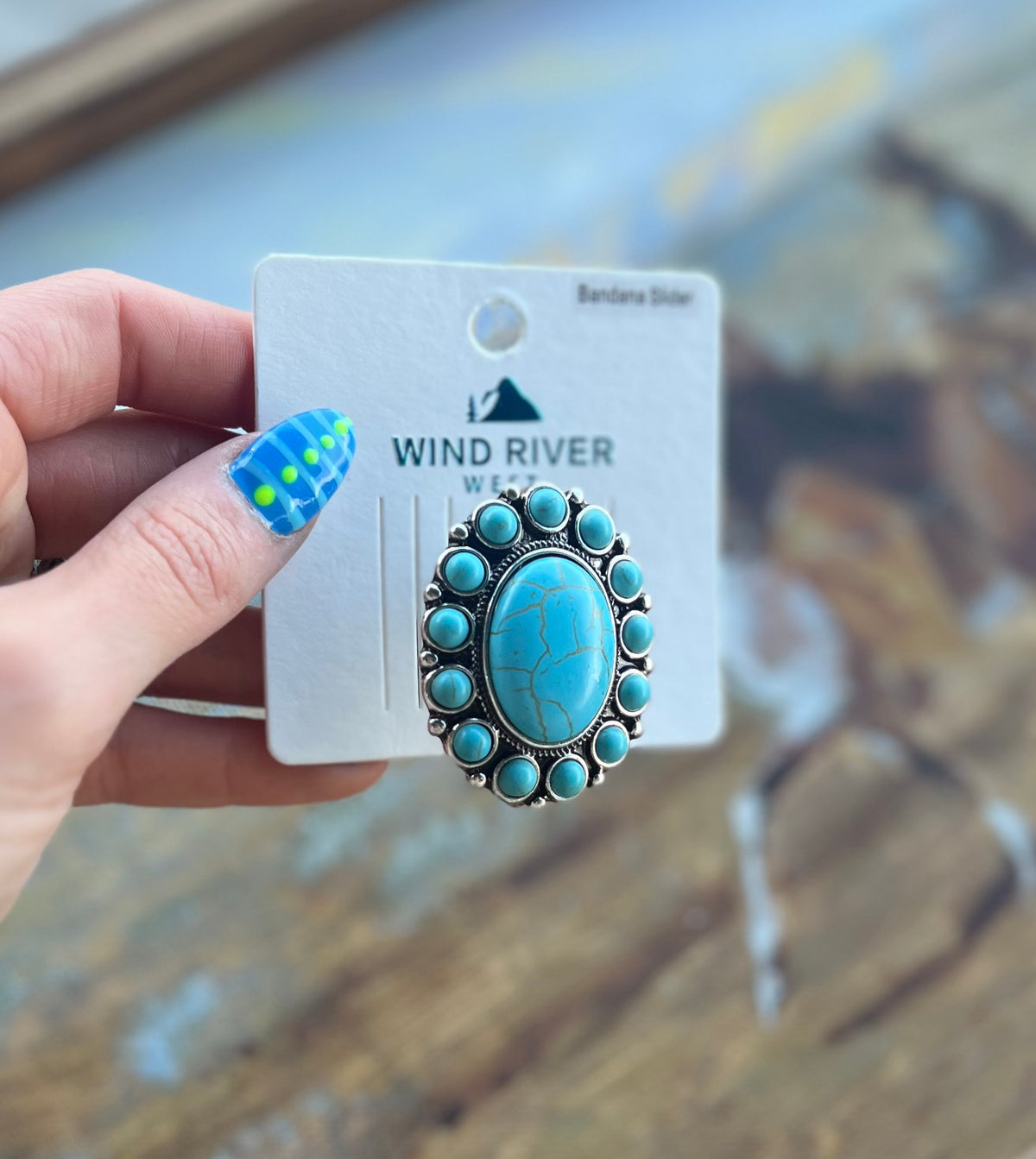 Turquoise Cluster Scarf Slide