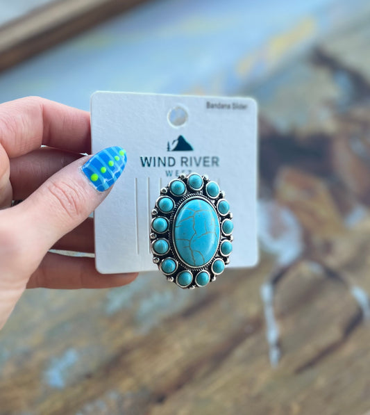 Turquoise Cluster Scarf Slide