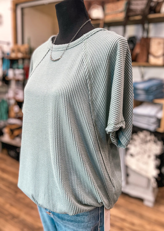 The Willa Ribbed Tee *Sage