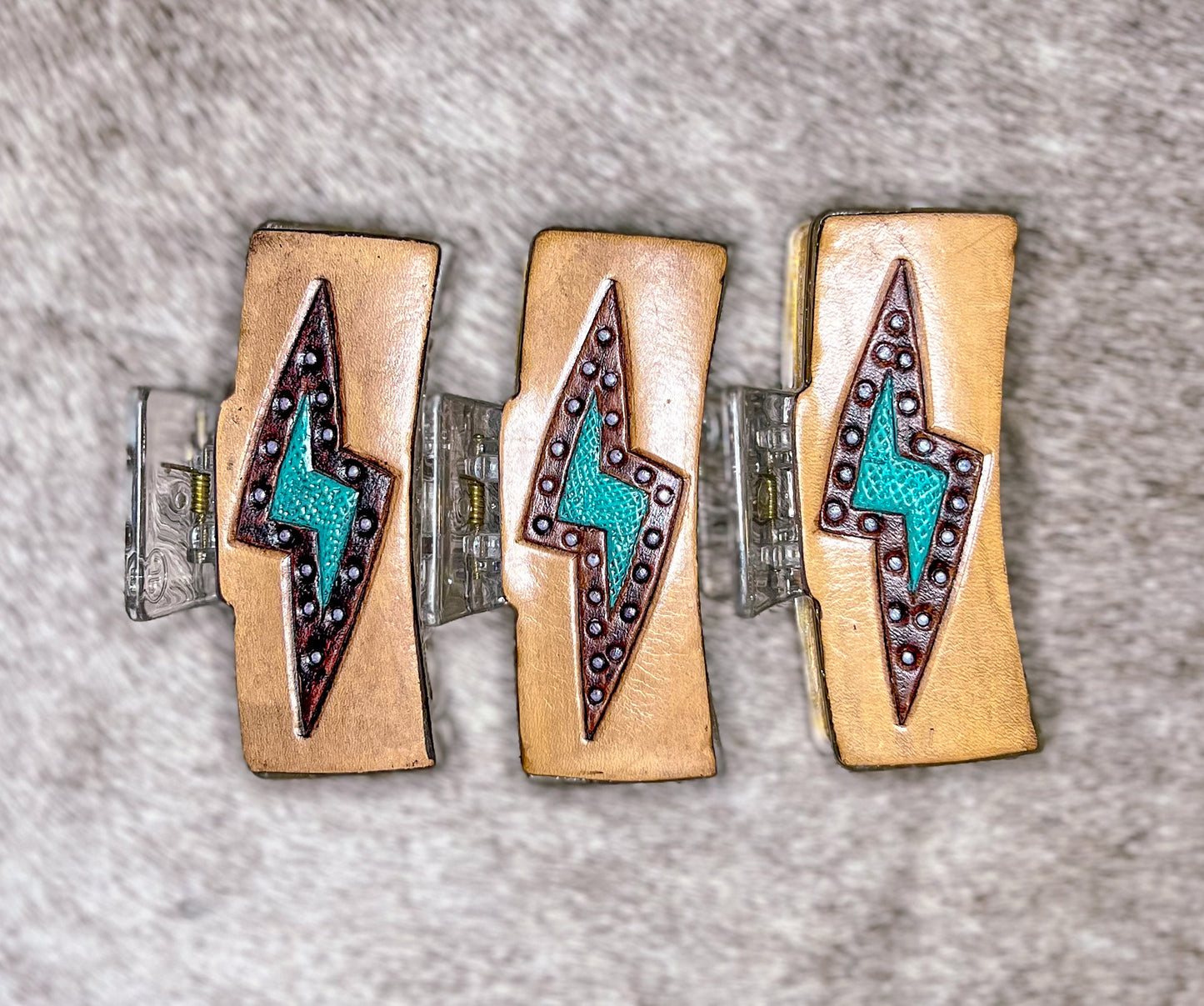 Bolt Tooled Leather Claw Clip