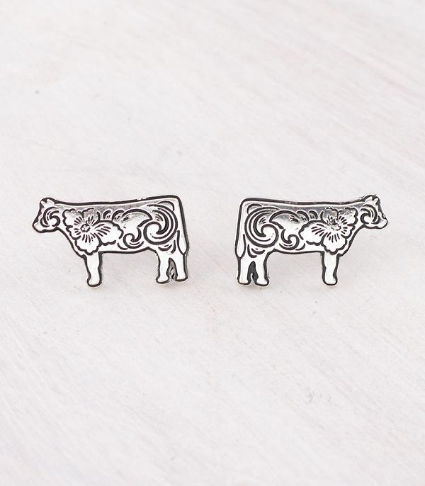 Cow Tooled Look Earrings