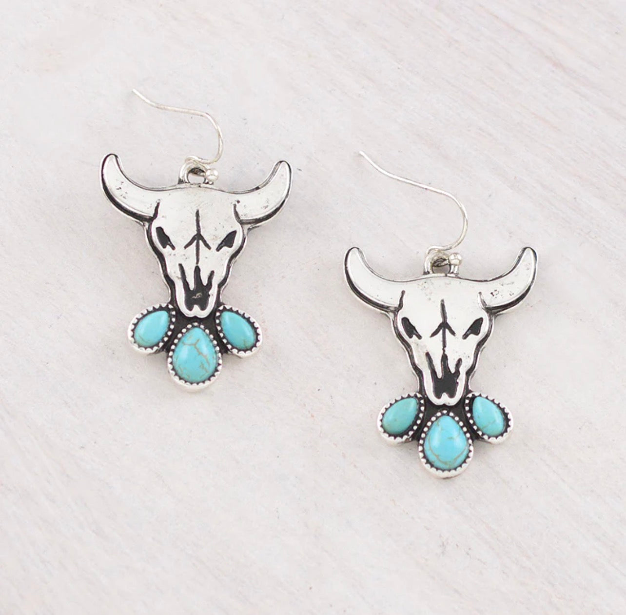 Turquoise Steer Skull Earrings