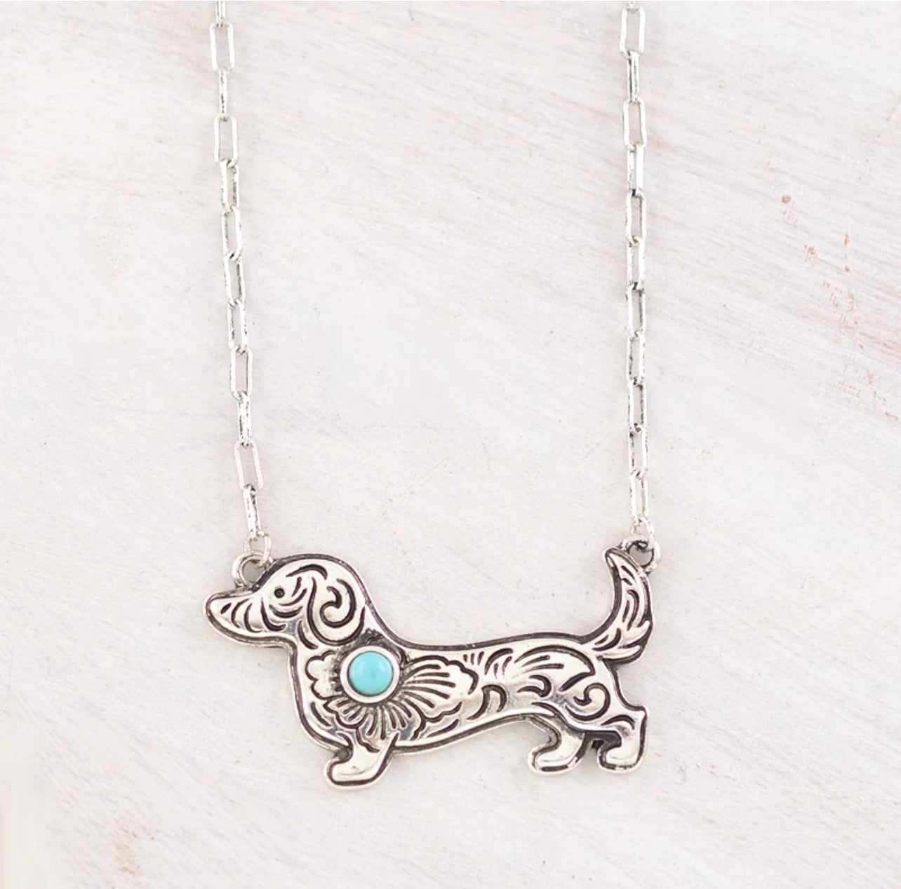Tooling Dachsund Necklace