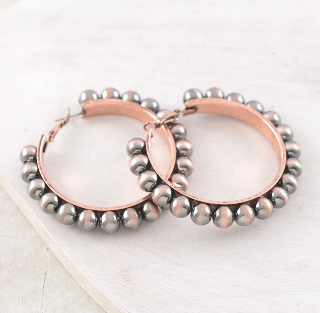 Navajo Pearl Bead Hoop Earrings