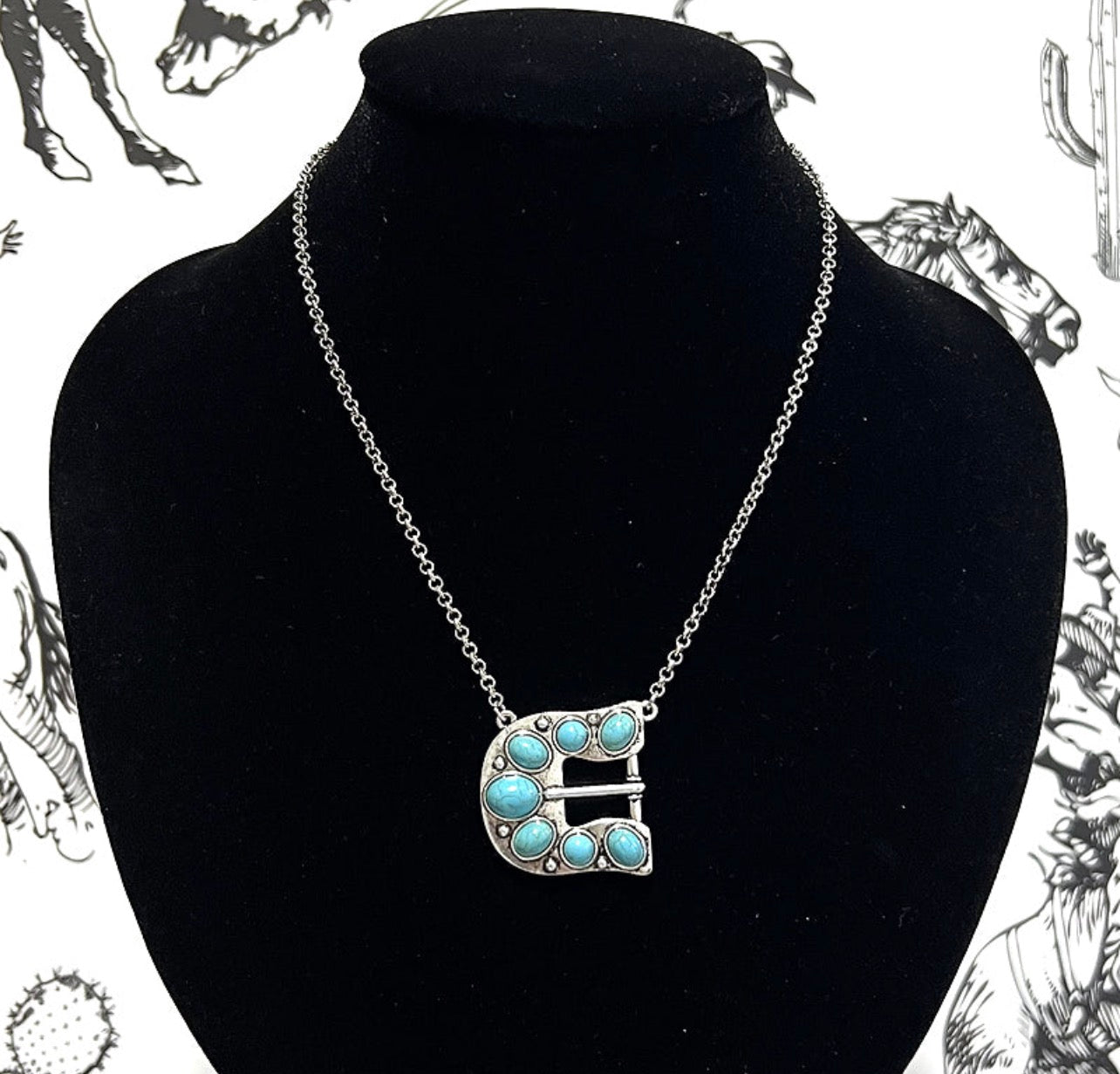 Turquoise Buckle Pendant Necklace