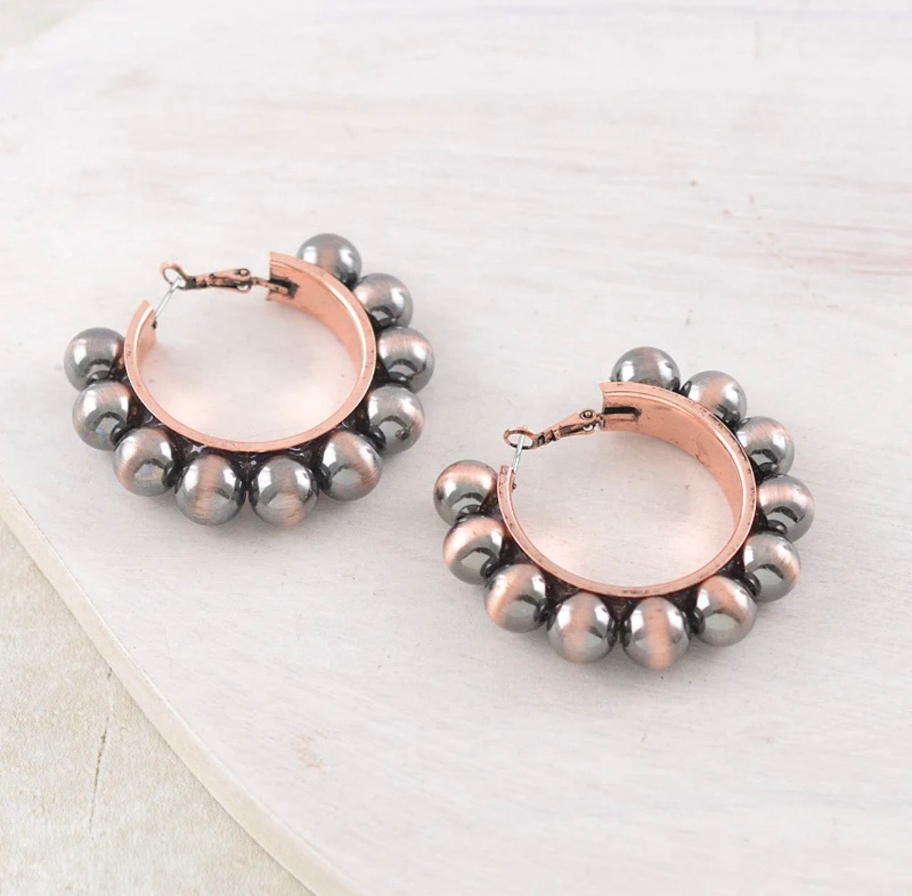 Navajo Pearl Bead Hoop Earrings