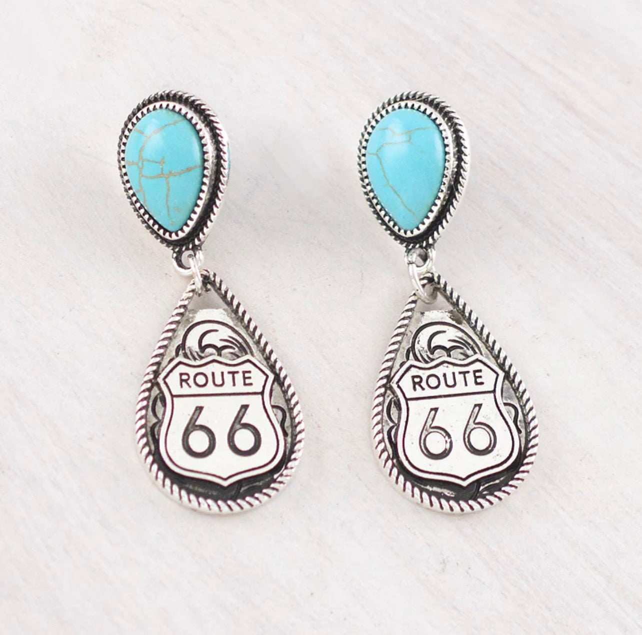 Turquoise Route 66 Earrings