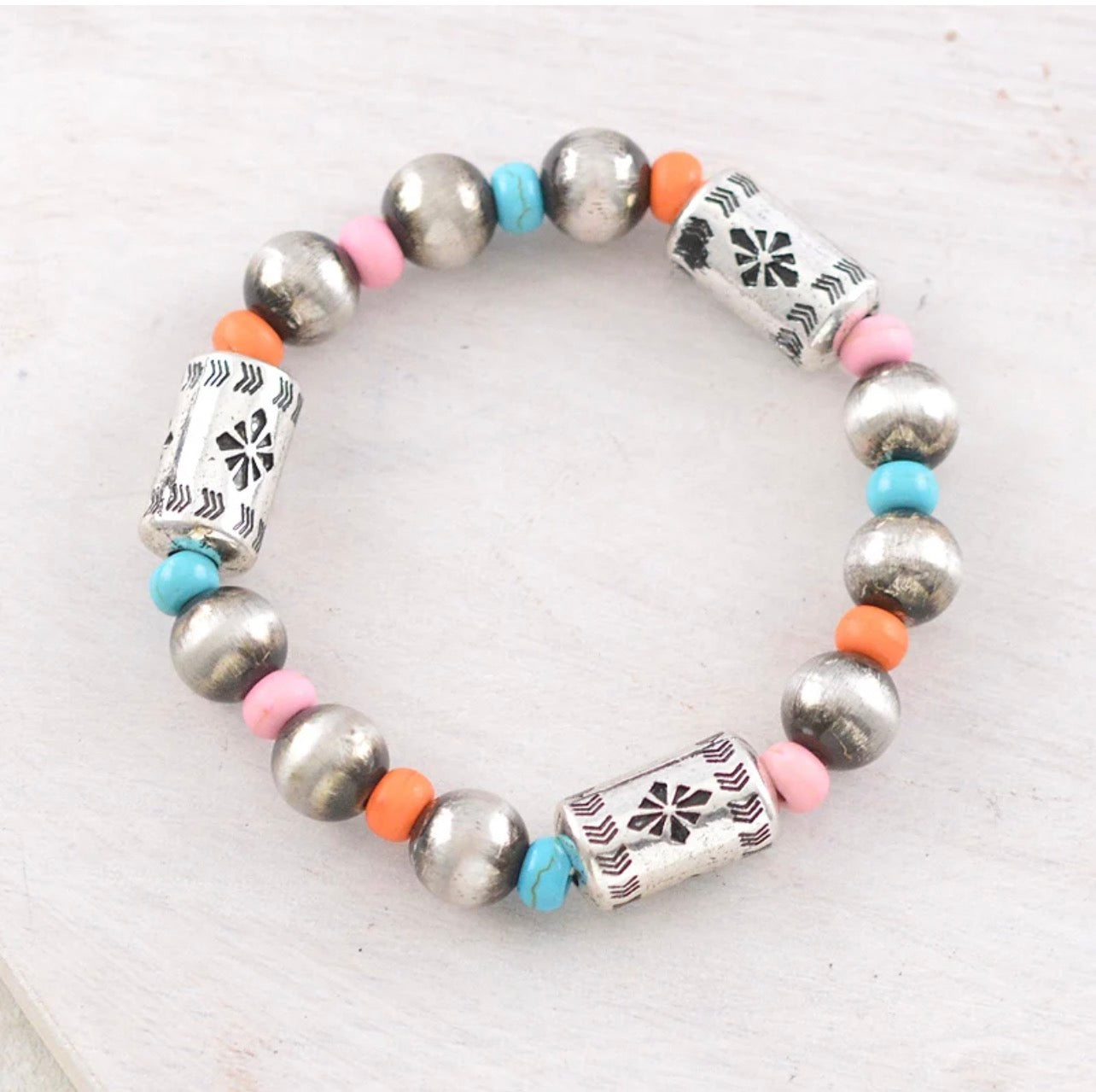 Aztec Barrel Navajo Pearl Bead Bracelet Set