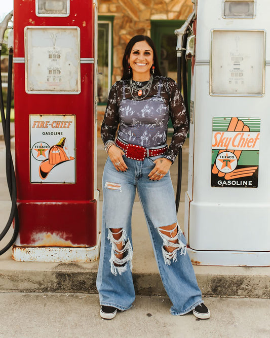 Light Wash High Rise Distressed Jeans