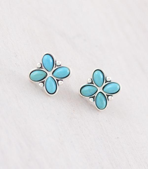 4 Stone Turquoise Studs