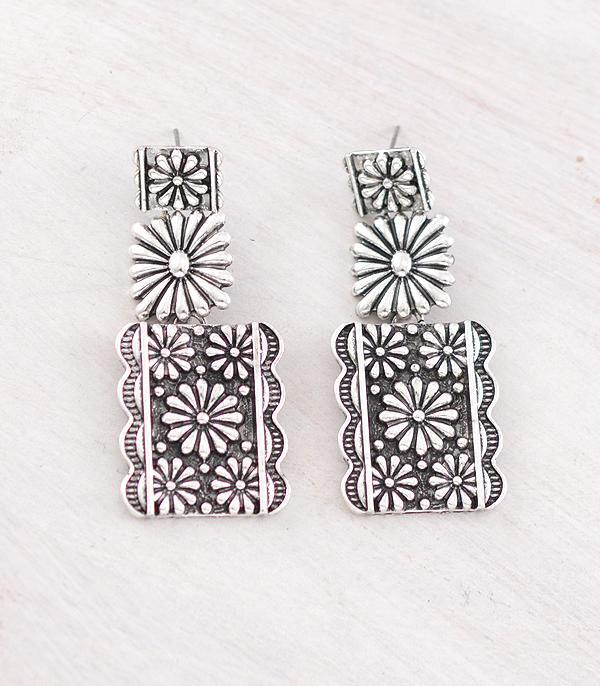 Layered Concho Dangle Earrings