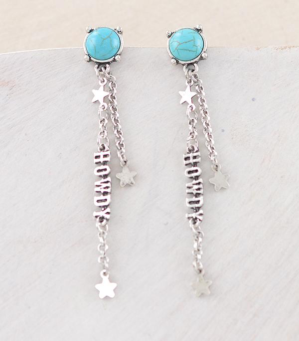 Western Dangle Turquoise Post Earrings