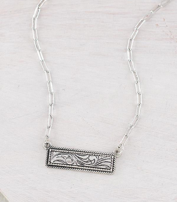 Tooled Bar Necklace