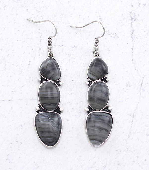 Semi Stone Drop Earrings