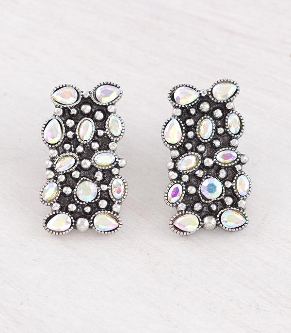 Glass Stone Statement Earrings
