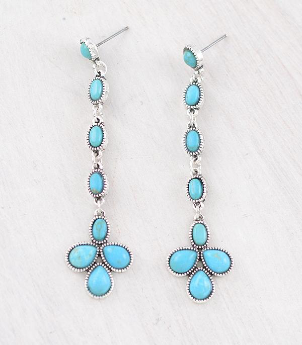 Turquoise Semi Stone Drop Earrings