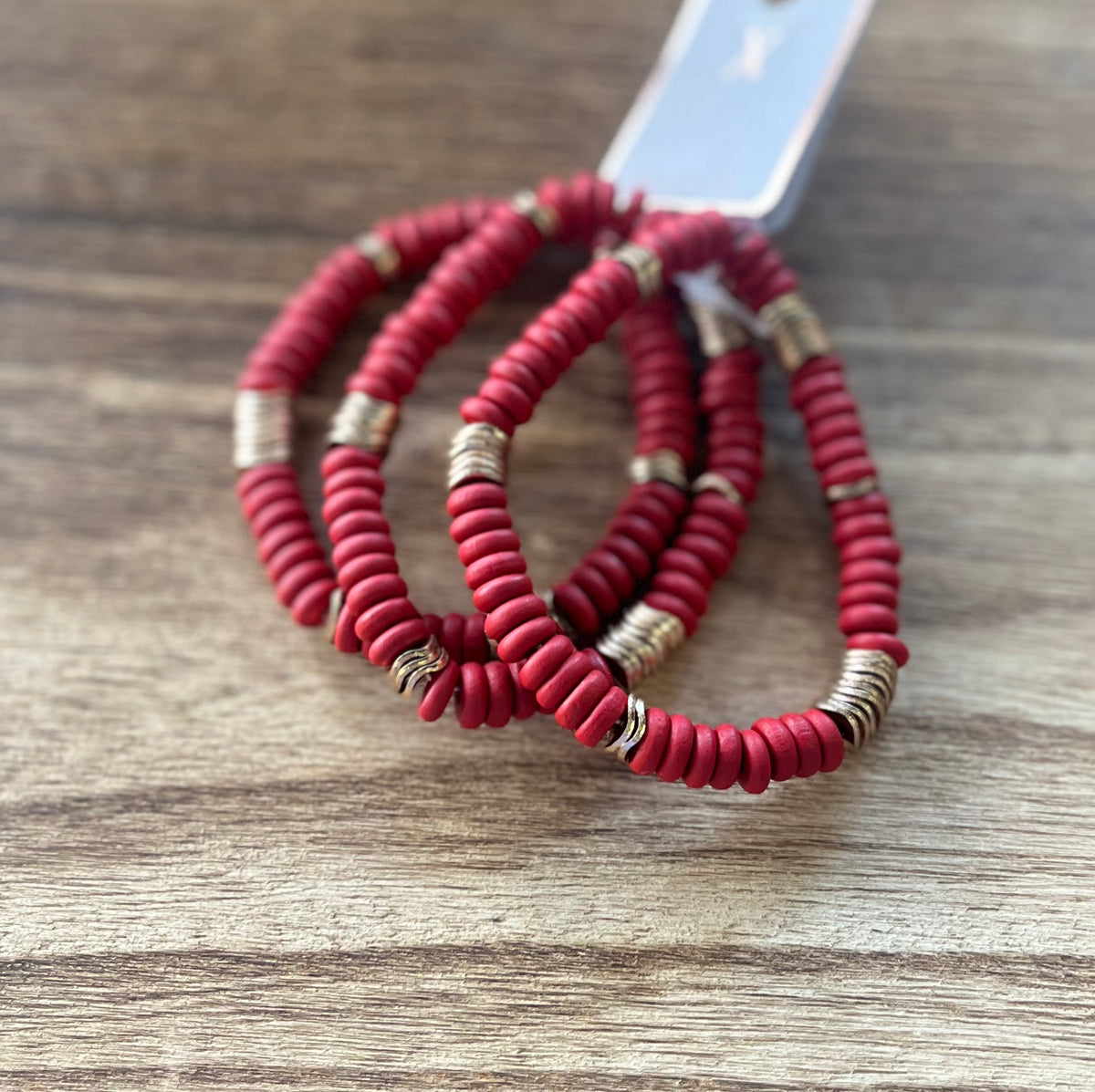 Red and Gold Stacker Bracelets
