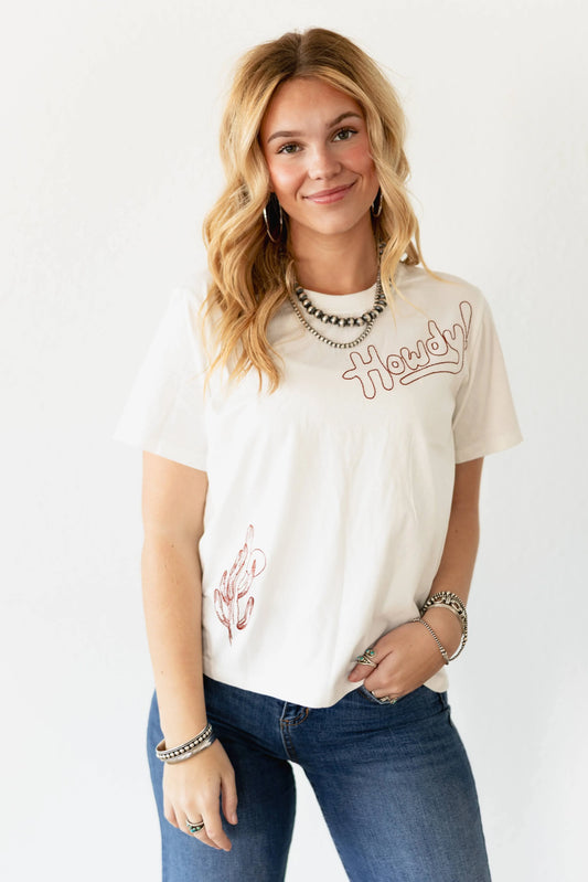Howdy Cactus Embroidered Tee