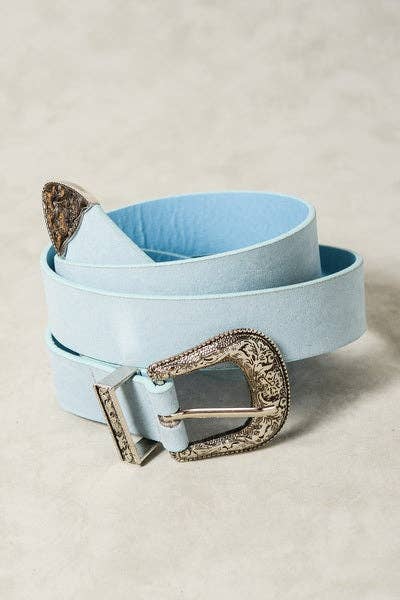 Classic Leather Belt Baby Blue