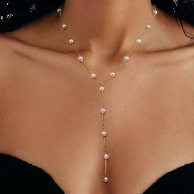 Pearl and Gold Lariat