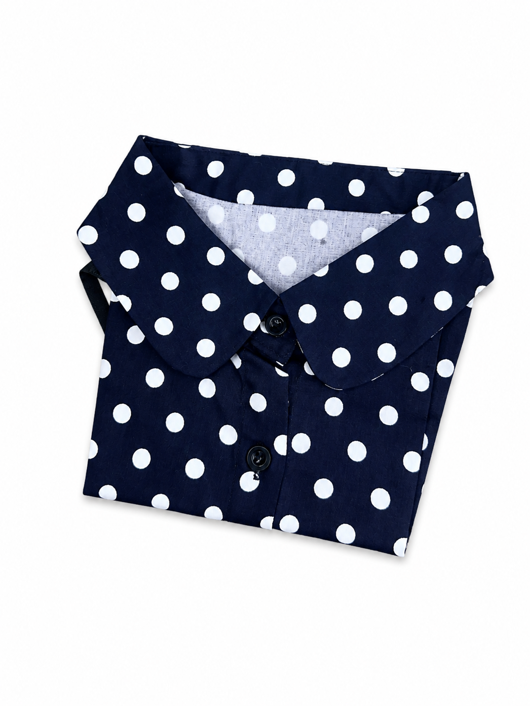 Navy Blue Polka Dot Collar