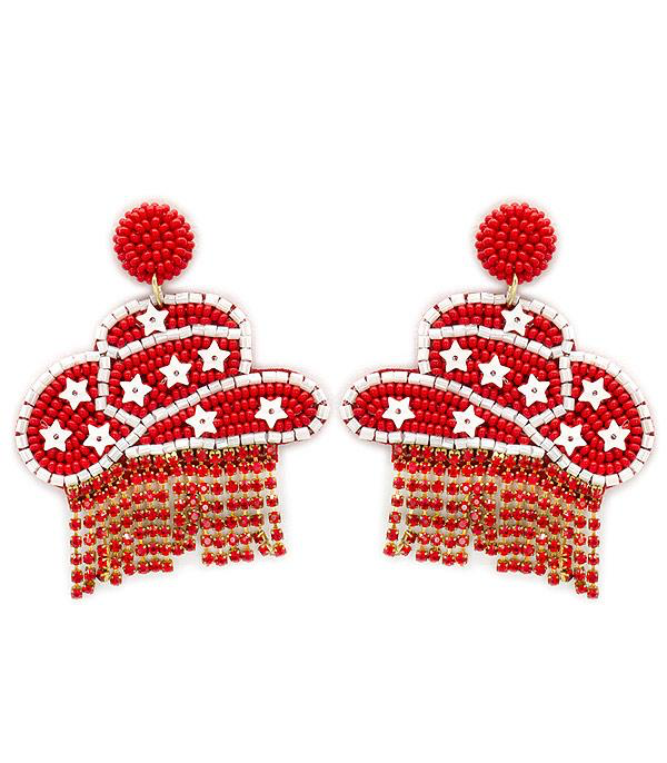 Red Cowboy Hat Earrings