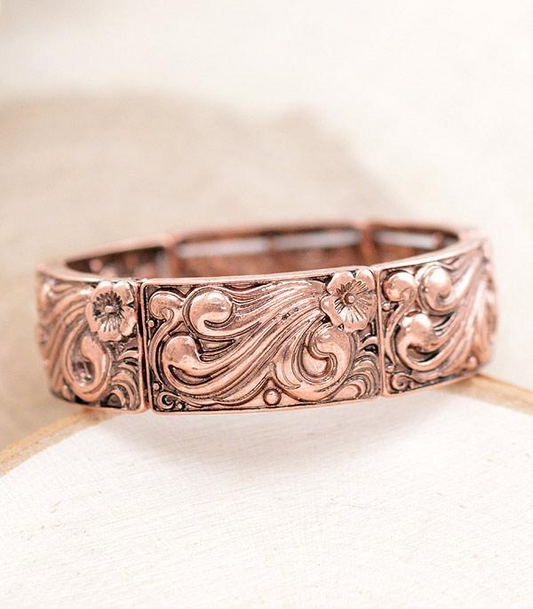 Wide Tooled Bracelet