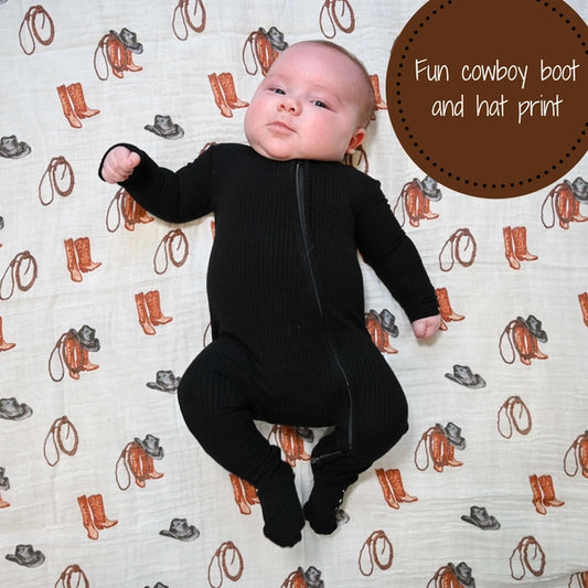 Life Is Better in Boots Western Baby Swaddle Blanket