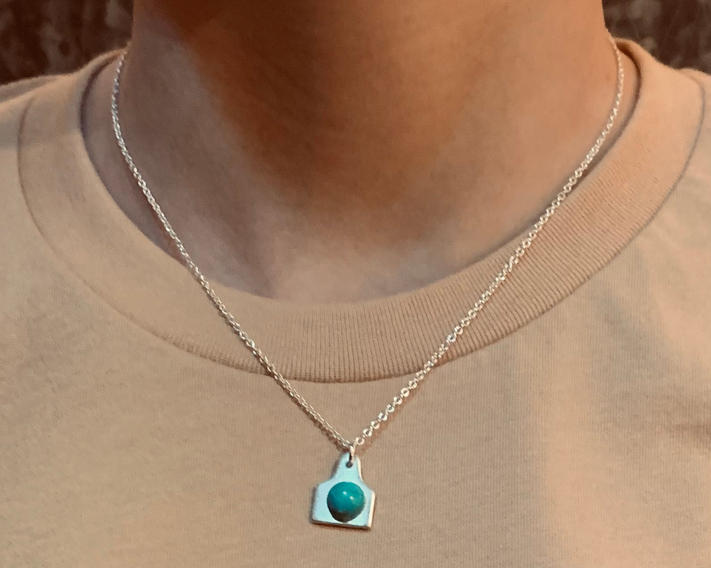 Small Cowtag Turquoise Stone Necklace