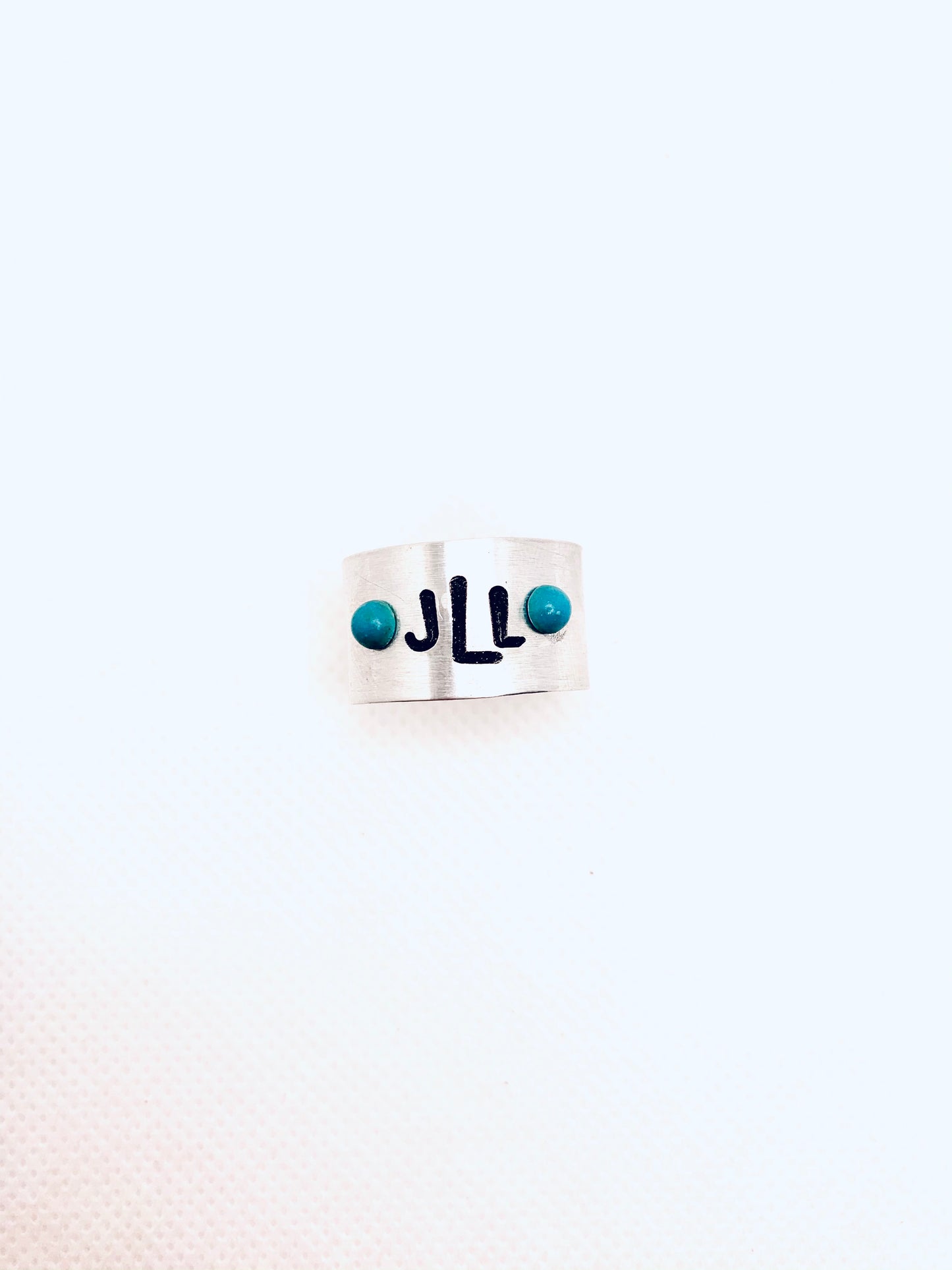 Monogram Ring with Turquoise Stones