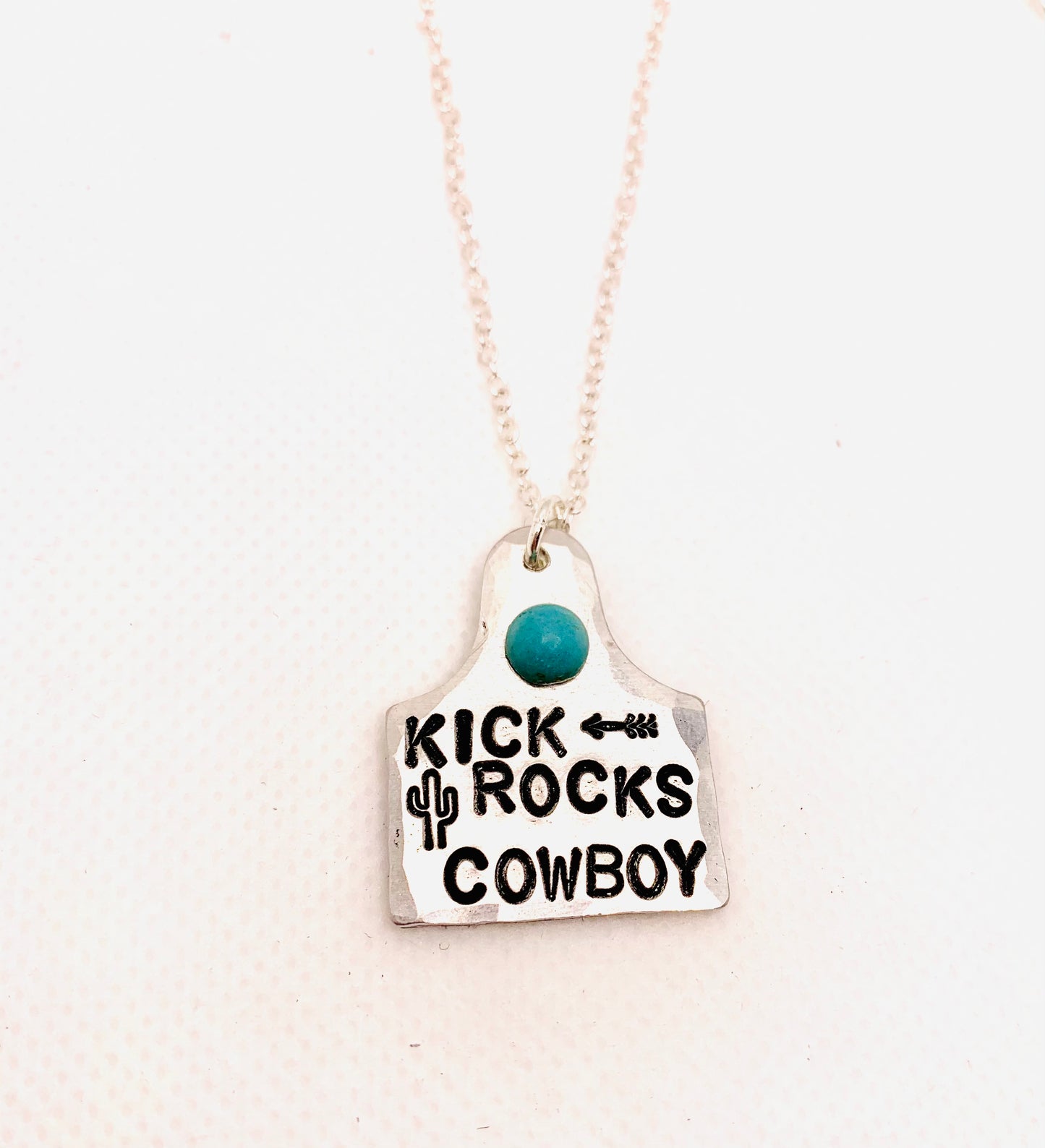 Kick Rocks Cowboy Cowtag Necklace with Stone