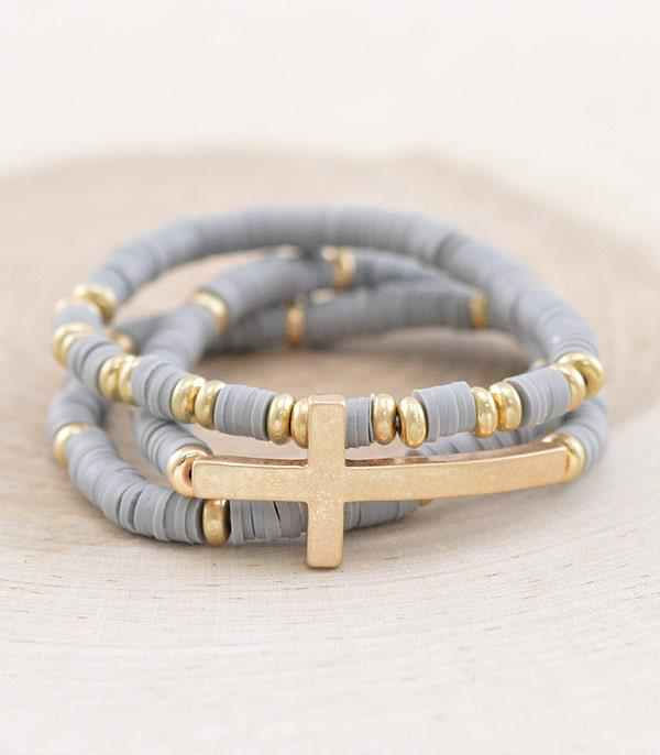 Cross Beaded Bracelet Set
