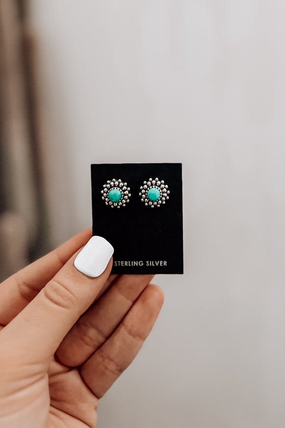 Kingman Turquoise Sterling Silver Earrings