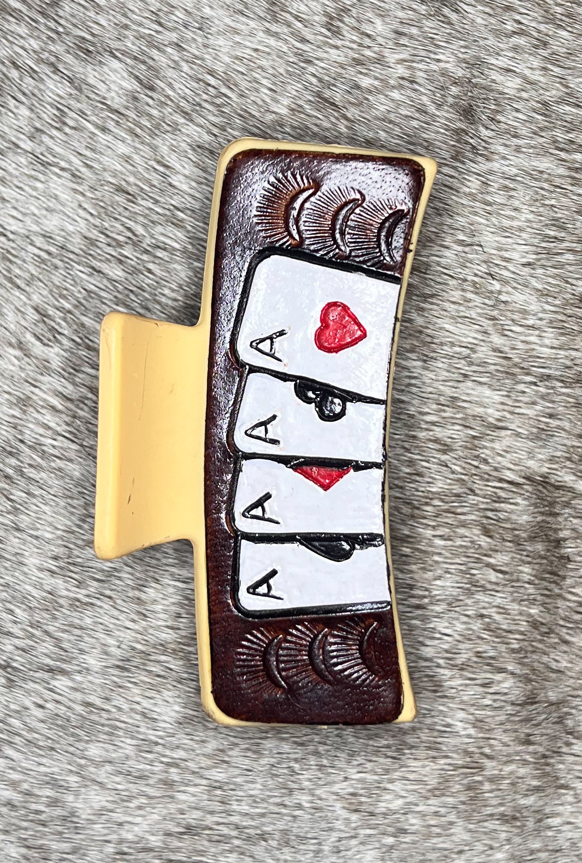 Cards Tooled Leather Claw Clip