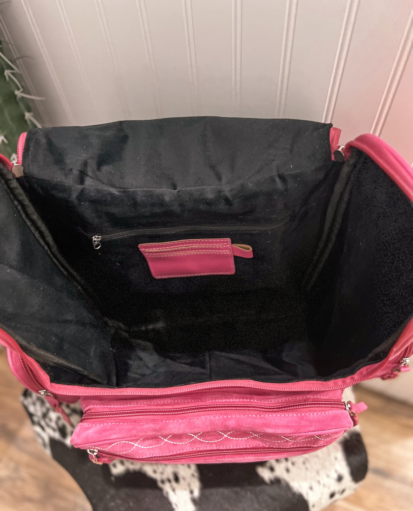 Boot Stitch Leather Backpack *Pink