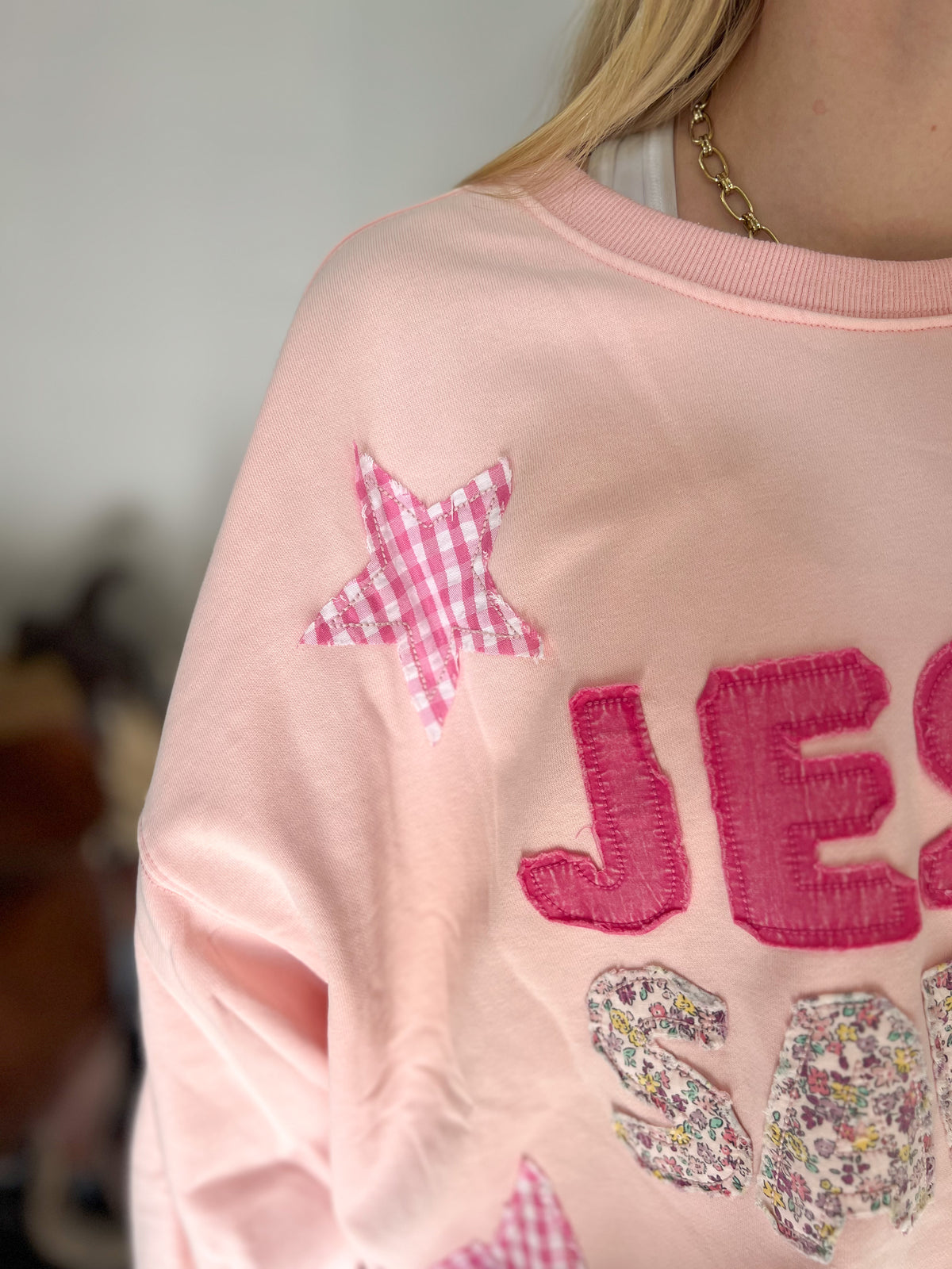 Jesus Saves Patchwork Sweatshirt