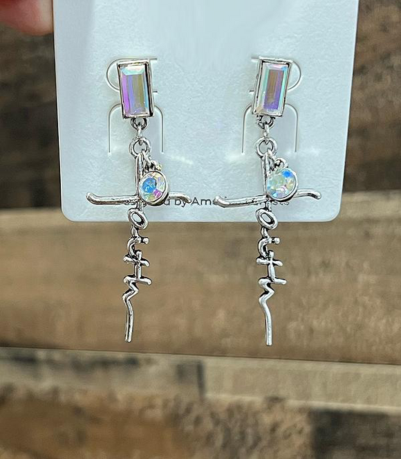 Rhinestone Faith Cross Earrings