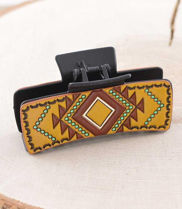 Aztec Claw Clip Faux Leather