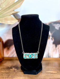 Authentic Turquoise Cluster Bar Necklace