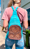 Suede Boot Stitch Backpack *Turquoise