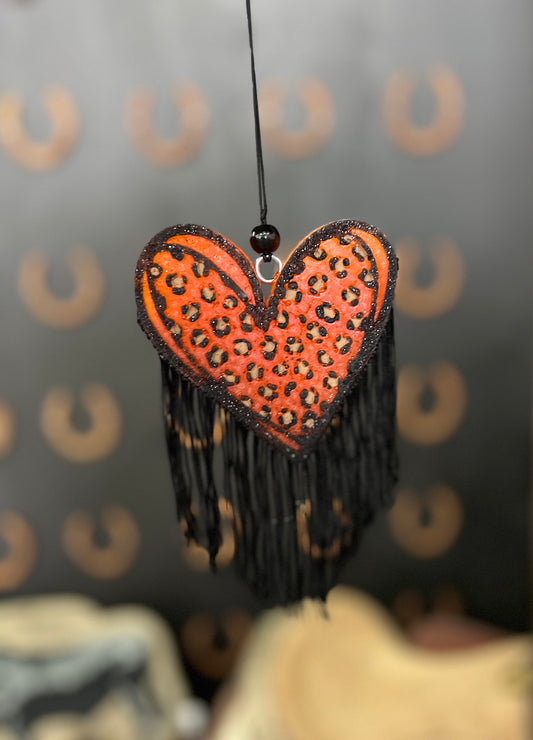 Cheetah Fringed Heart Freshie - Butt Naked