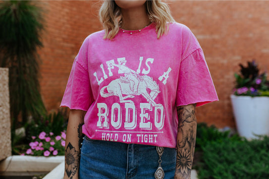 Life is a Rodeo Mineral Washed Tee