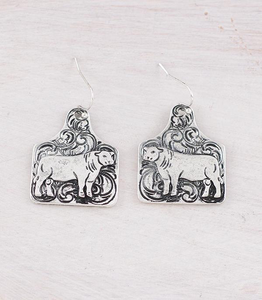 Tooling Cow Cattle Tag Earrings