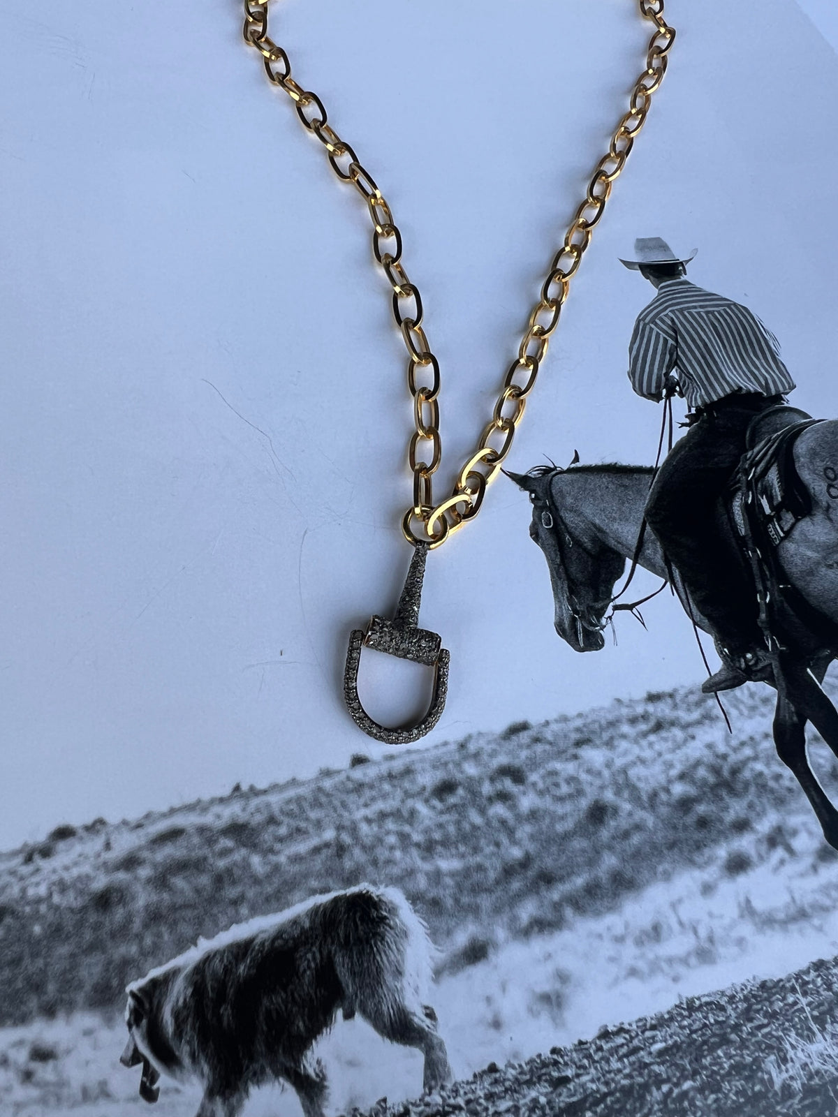 V2 Designs Pavé Bit With Gold Chain