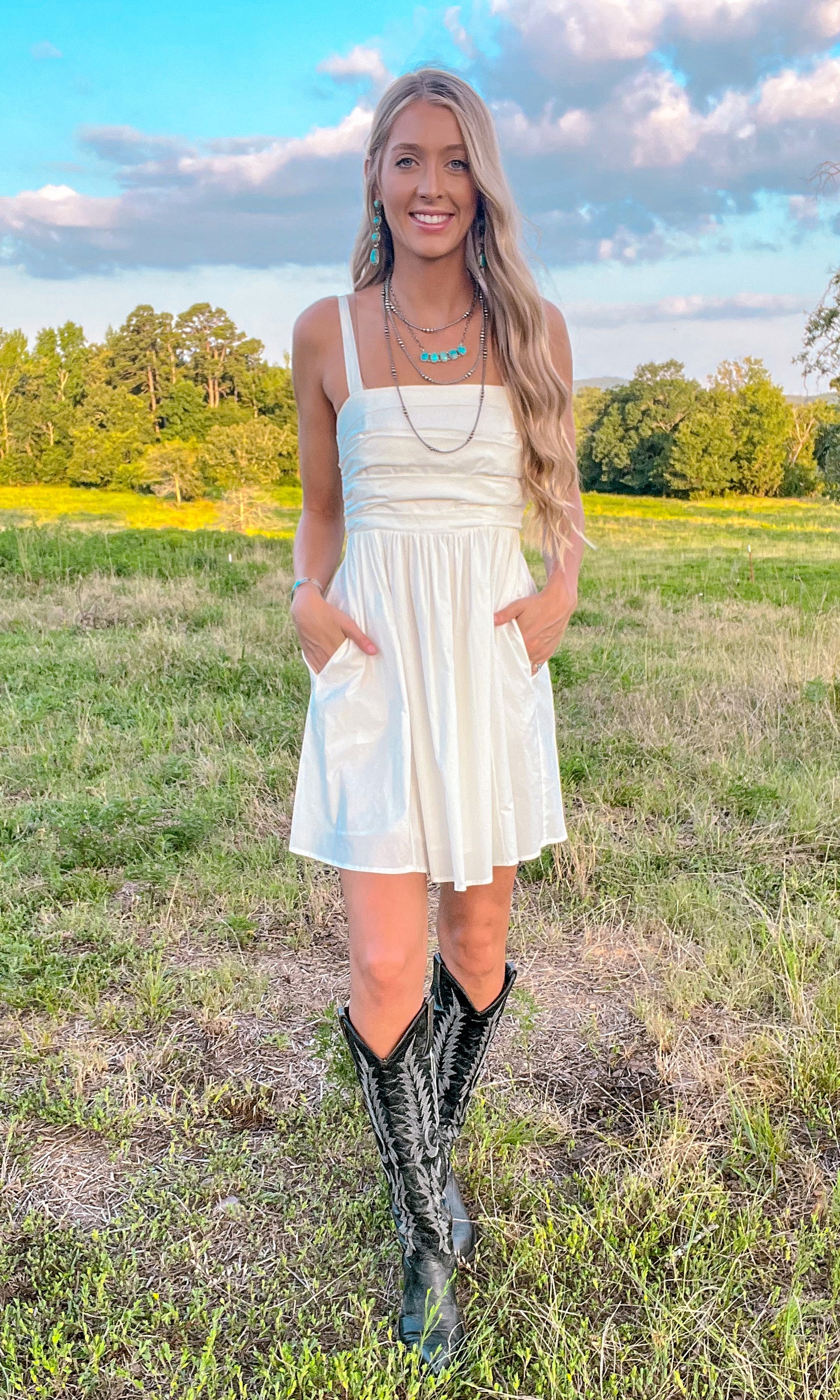 Nova Poplin Pleated Mini Dress *White